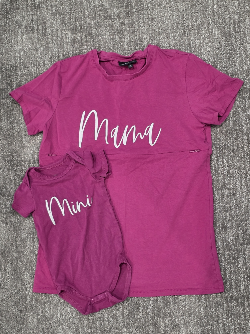 Nursing Queen Magenta Mama & Mini Short Sleeve Tee Set. XS, 6-9 mos